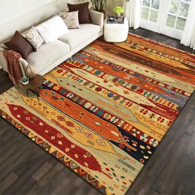 Decorative Carpet with Bohemien Motive, Male Tribal Style, Persian Luxury, Multi-Style Carpet, Geometric Pelo Riccio Carpet, Area Carpet