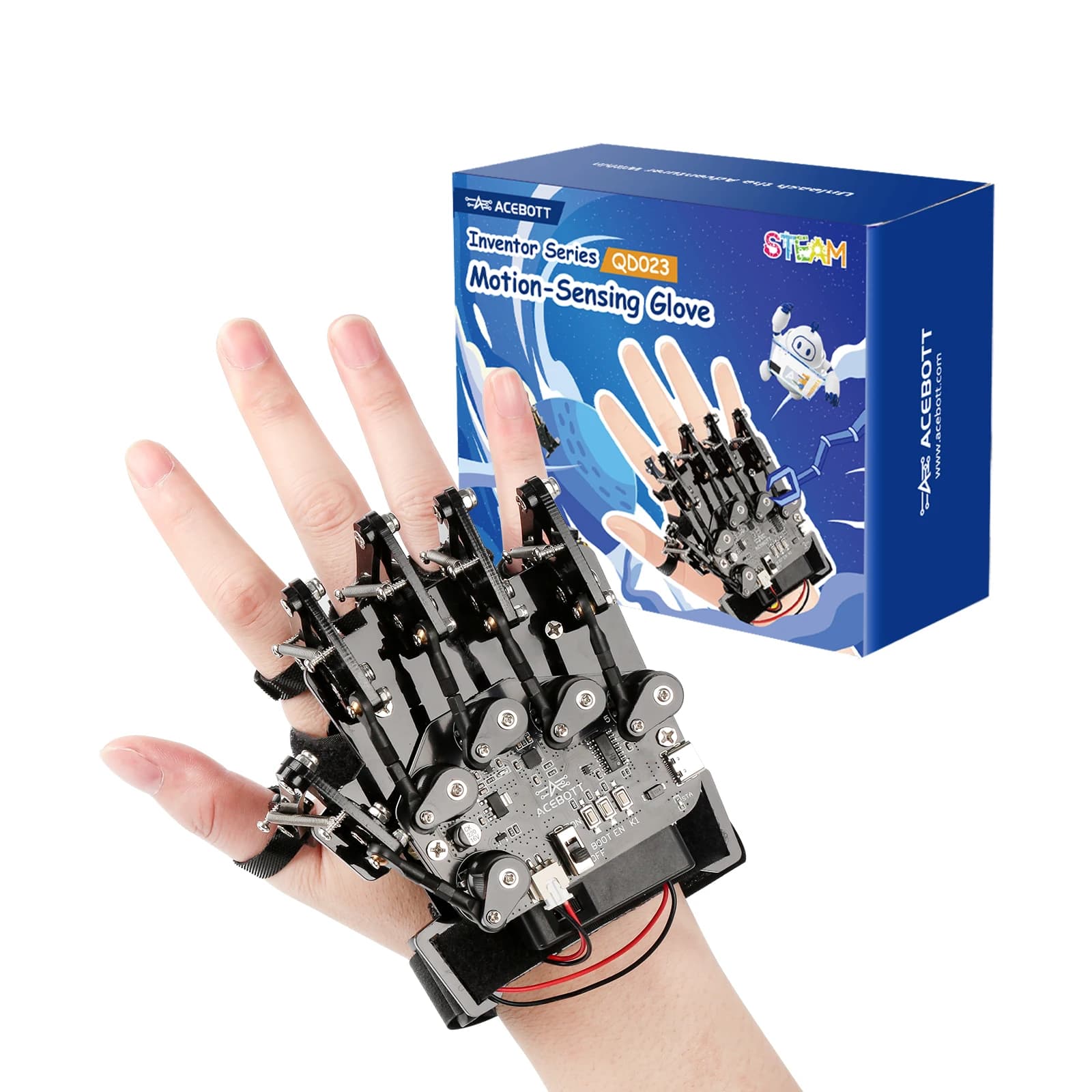 Guanto con Sensore di Movimento ESP32 Compatibile con Arduino ACECode Python, Kit Starter Robotico STEM Fai-da-Te, Braccio a Cinque Dita per Kit Robot Codin