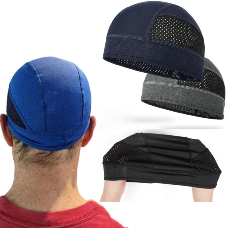 Summer Quick Dry Breathable Mesh Running Beanie Skull Cap Hiking Sports Absorb Sweat Hat Cycling Under Helmet Liner Headwrap