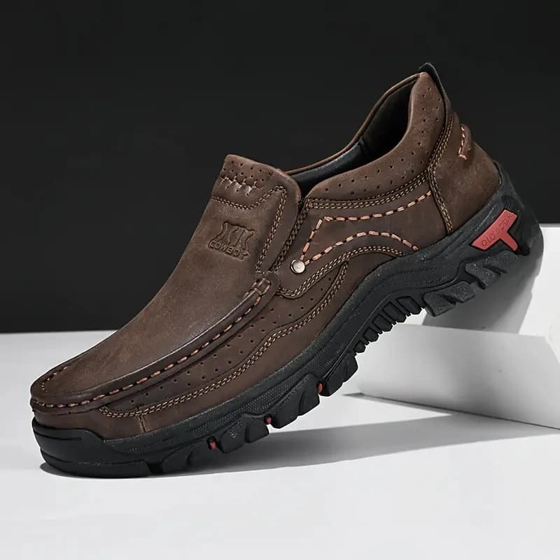 Men's Handmade Leather Shoes Casual Outdoor Slip On Mocassini Men's Leather Shoes Apartments Mocassini Walking Shoes Anti-slip Dropshipping