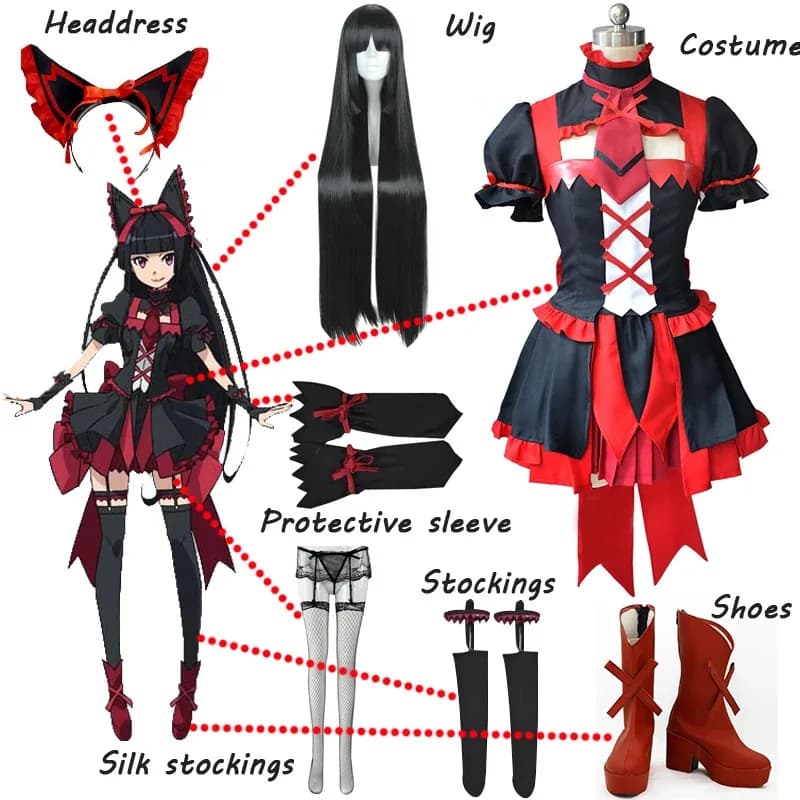 Anime GATE Cosplay Rory Mercury Costume Cosplay Fancy Dress Top a maniche corte Gonna Abito uniforme Halloween Realizzato su misura