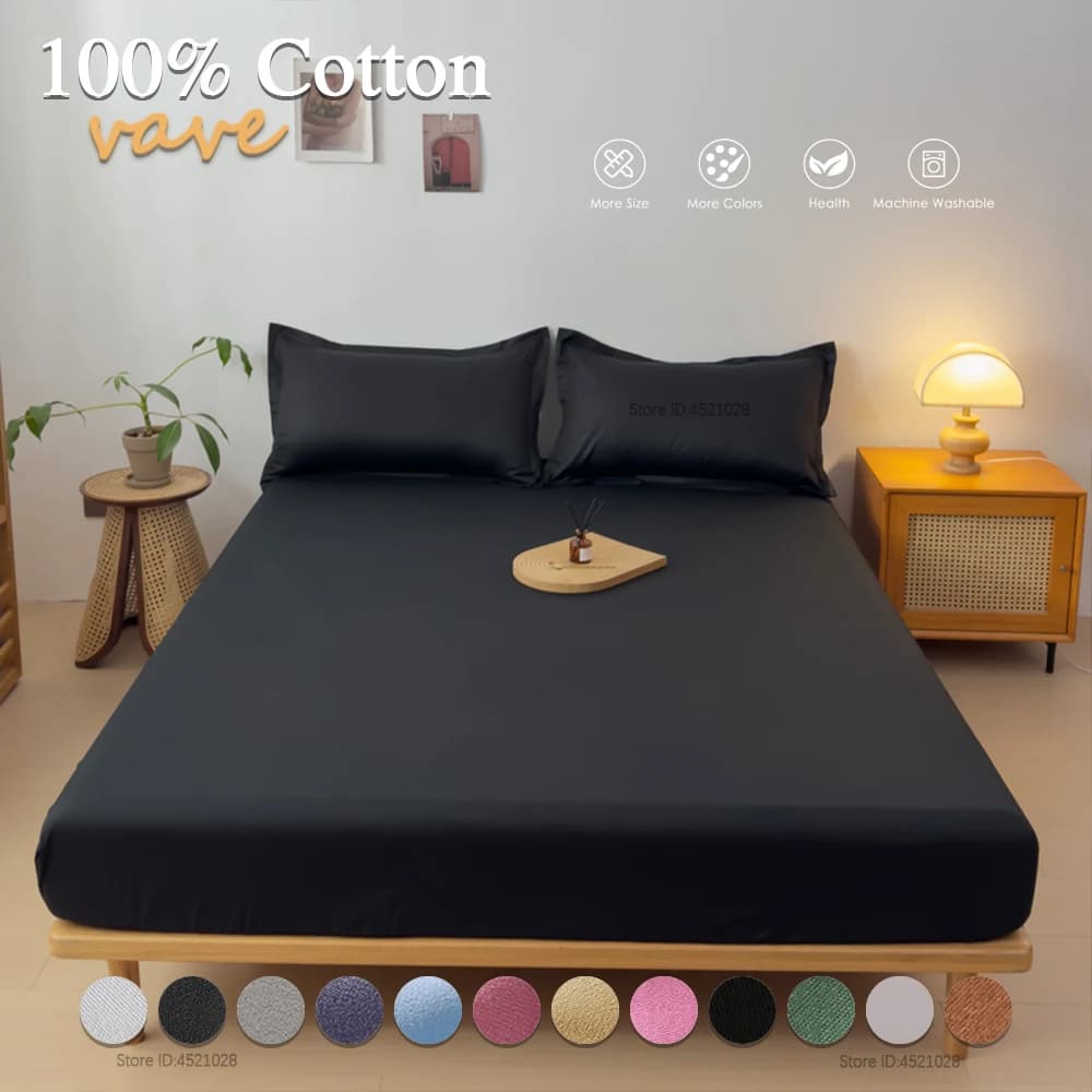 Lenzuolo con angoli in cotone con bordi elastici Coprimaterasso traspirante Copriletto protettore per letto singolo/doppio/king/queen 160x200