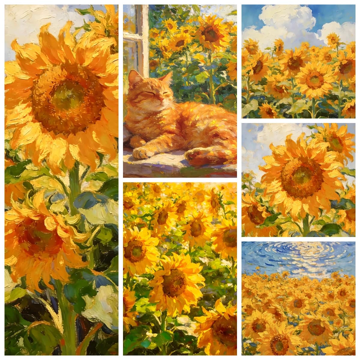Puzzle da 500/1000 Pezzi Gatto alla Finestra con Girasoli, Gioco Educativo per Bambini, Regalo di Natale