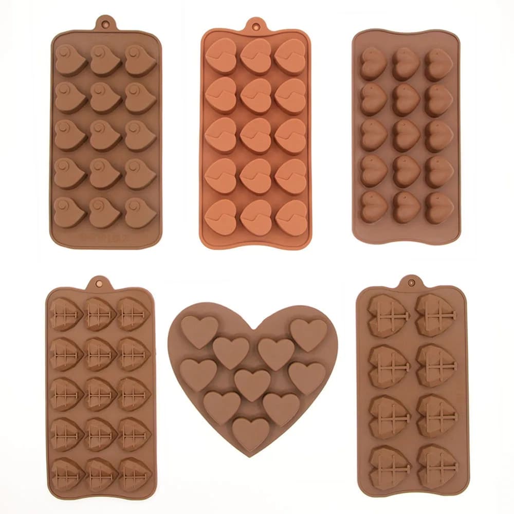 Stampo per cioccolato in silicone a forma di cuore, biscotti per uso alimentare, caramelle, stampi per fondente fai da te