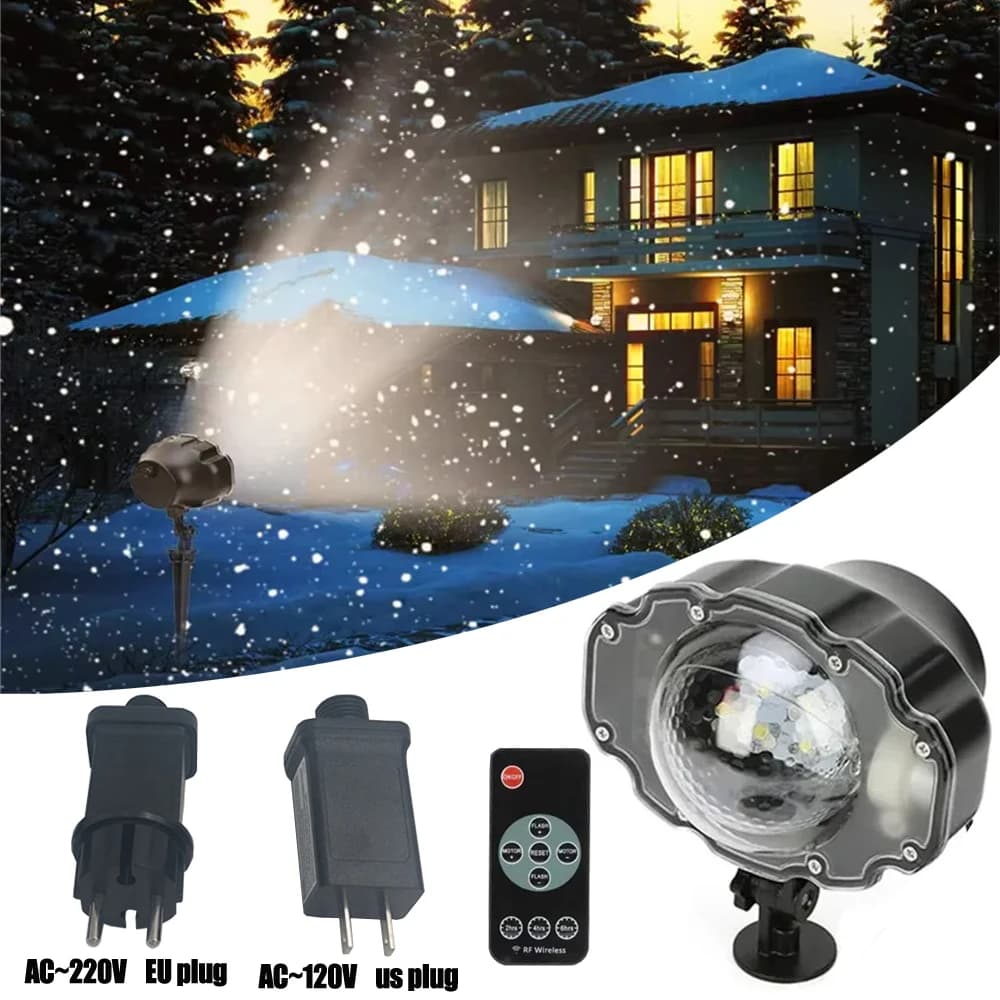 DACHAN Proiettore di luce a LED con nevicate, lampada per proiettore che cade la neve Faretto dinamico con effetto neve per regalo di nozze all'aperto da giardino