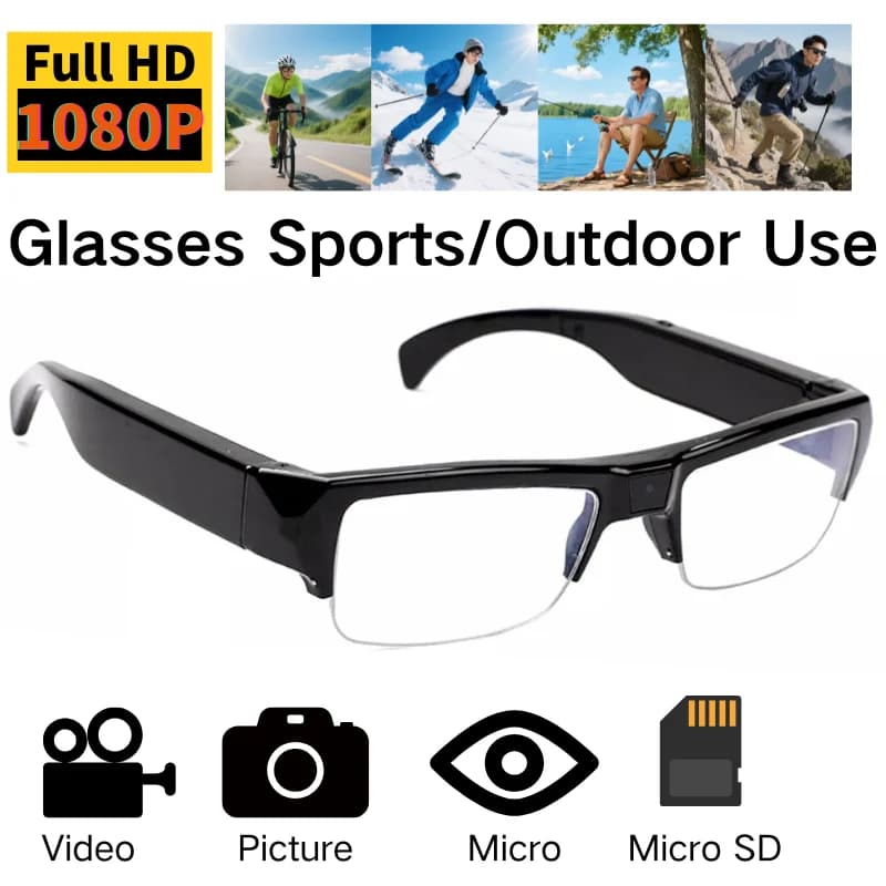 HD 1080P Smart Glasses with Camera, Motion Sensor, 128GB TF Card Support, Sports Sunglasses for Cycling/Running