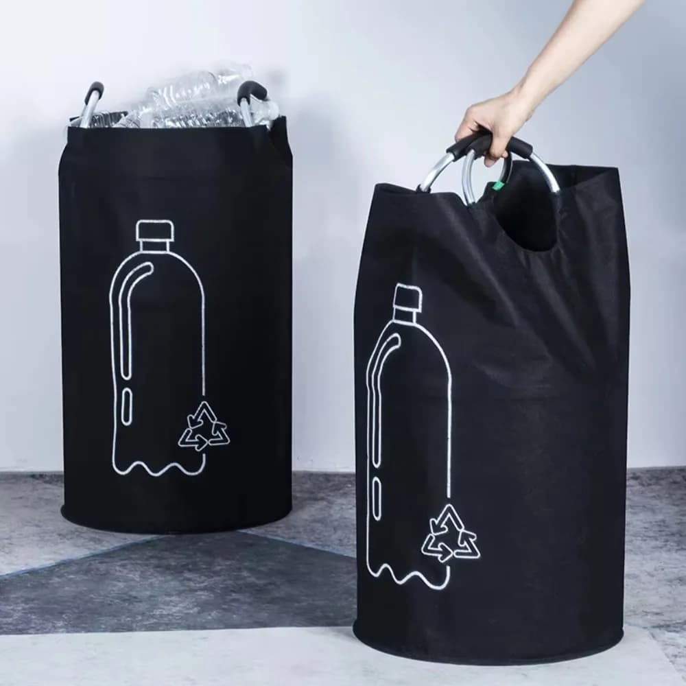 Durable 82L Empty Bottle Storage Basket With Aluminum Handle Folding Dirty Clothes Basket Large Capacity Recycling Bin