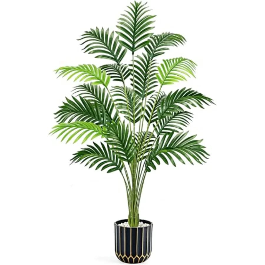 Palma Artificiale da 44 Pollici, Albero Finto per Interni ed Esterni, Decorazione per Casa, Ufficio, Soggiorno, Portico e Balcone