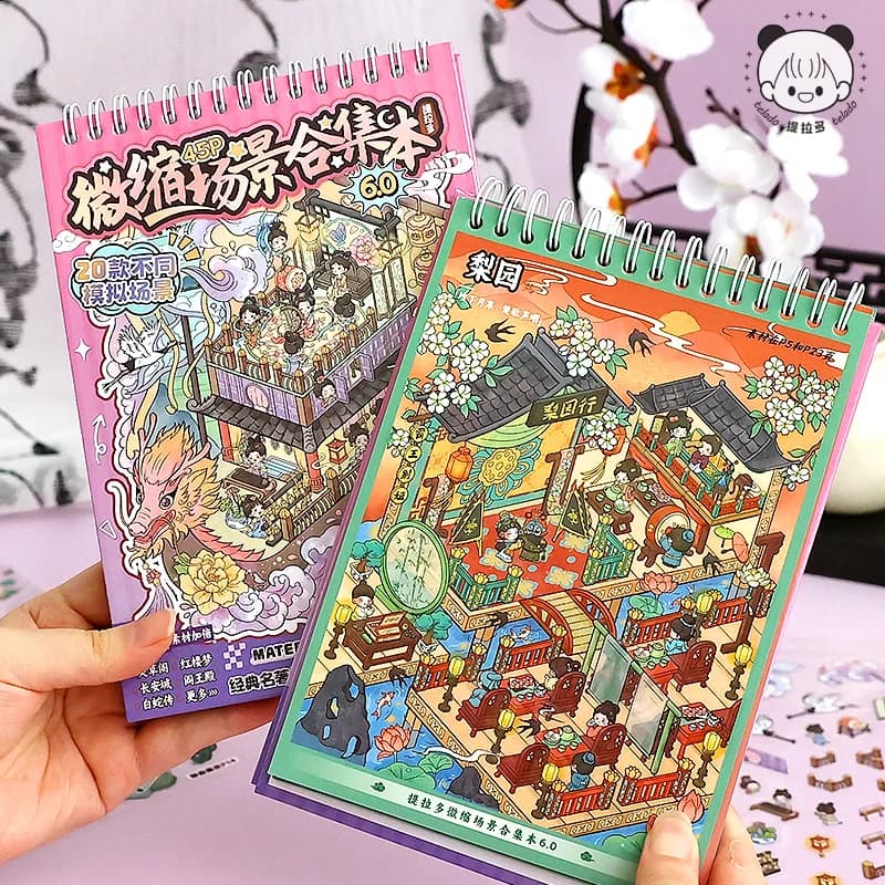 Mr Paper 6.0 Micro Scene Libro di adesivi 45 pezzi 3D Casa in miniatura Diorama Fai da te per Scrapbooking Ufficiale Decorazioni artigianali Forniture