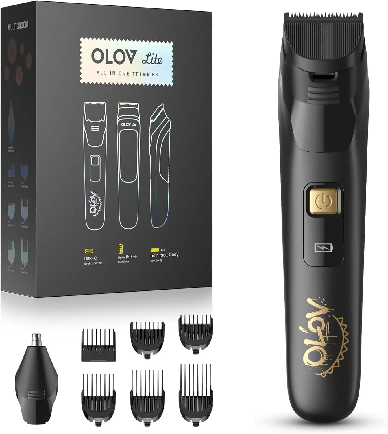 Cordless 10-in-1 Electric Cordless Rulebar Kit for Man with Naso Peli Refinish, USB-C Charging and Travel Block