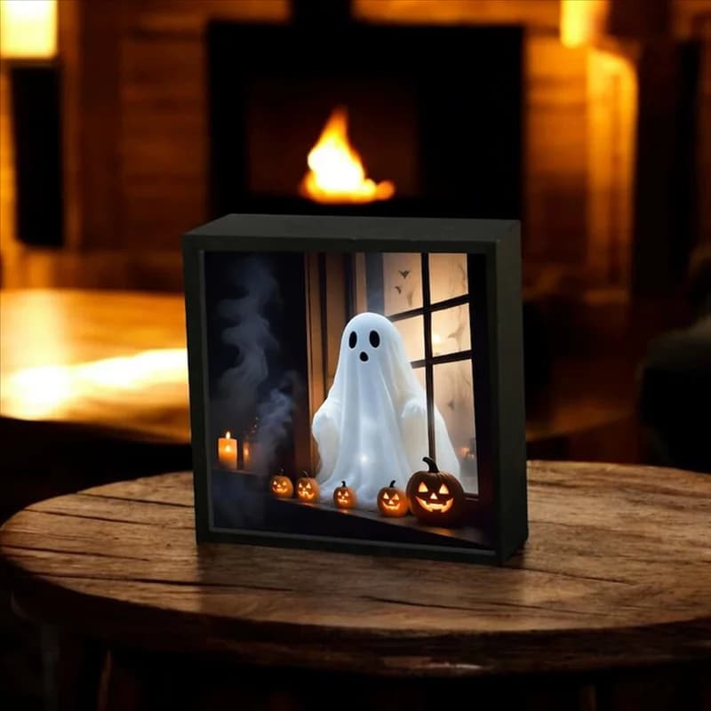 A08I Fantasma Bambola Luce Fantasma Smergente dalla finestra Lampada da notte per accogliente Decorazioni per la casa a tema Halloween Morbido Eerie Glow