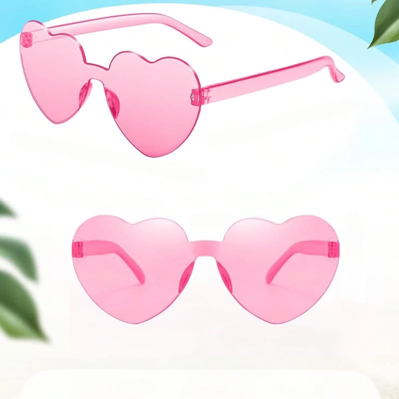 Love Heart Shaped Sunglasses for Women Candy Color Rimless Fun Heart Sunglasses Transparent Party Sunglasses Gift for Guests