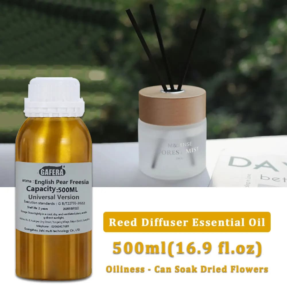GAFERA 500ml (16.9 fl.oz) Freesia Hilton Essential Oils, Diffuser Replenish Aroma Oil For Reed Diffuser & Flameless Aromatherapy