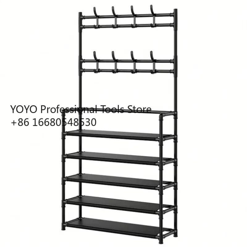 j4fWholesale Most Sold 2024 Coat Clothes Bag Storage Floor Stand Shelf Folding Shoe Rack for Bedroom Dormitory With Hangers Hook