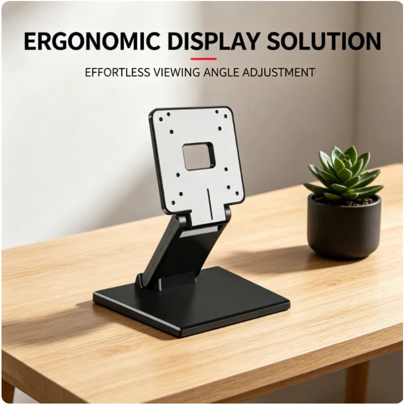 Computer Monitor Stand Foldable VESA Mount 75*75mm Desktop Bracket Holder, Upright PC LCD Support Hanger for 14-24 Inch Screen