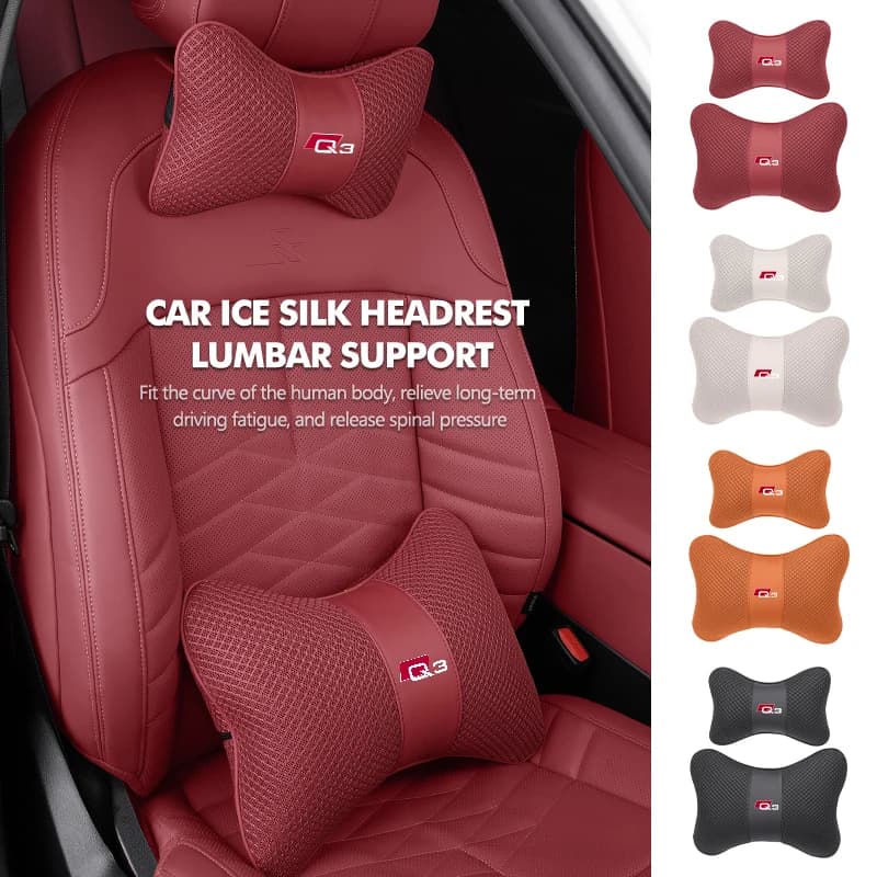 1pcs Car Lumbar Pillow Neck Set Memory Cotton Protecto Waist Back For Audi Q5 A1 Q7 Q3 A8 Q2 A7 Q8 RS5 RS6 RS7 S7 S8 B6 B7 B8