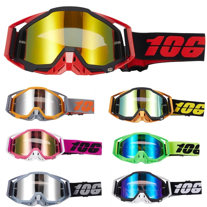 106% Occhiali da moto Occhiali da motocross Casco MX Dirt Bike ATV Sci Sport all'aria aperta Scooter in vetro Occhiali da sole da ciclismo