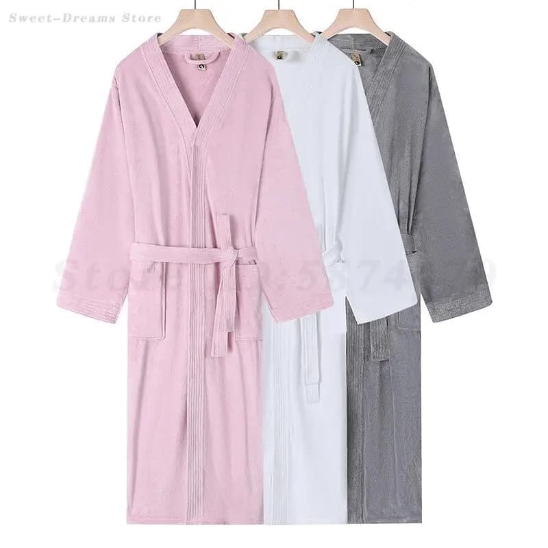 Couple Autumn and Winter New Sleepweawr Women Towel Absorbent Shower Bathrobe Pijama Bathrobe Cotton Kimono Dress