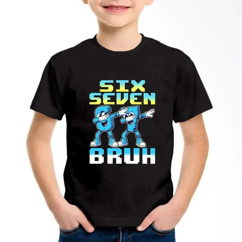 T-shirt Comoda per Bambini, Nuova Maglietta Divertente con Stampa Grafica 'Six Seven Italian Brainrot 67', T-Shirt Estiva a Maniche Corte per Ragazzi/Ragazze