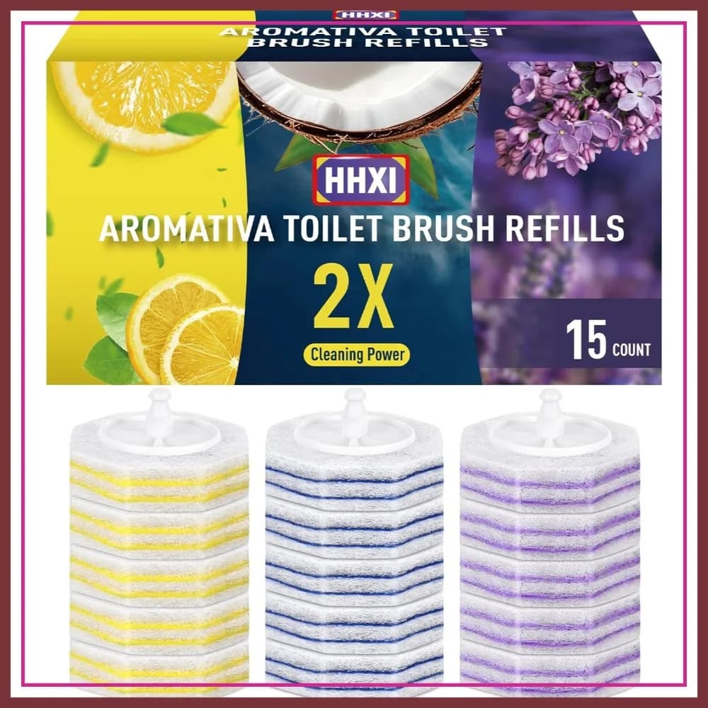 Ricariche per Spazzola WC da 15 Pezzi, Cuscinetti di Pulizia Usa e Getta per Asta, Limone, Oceano Blu, Lavanda