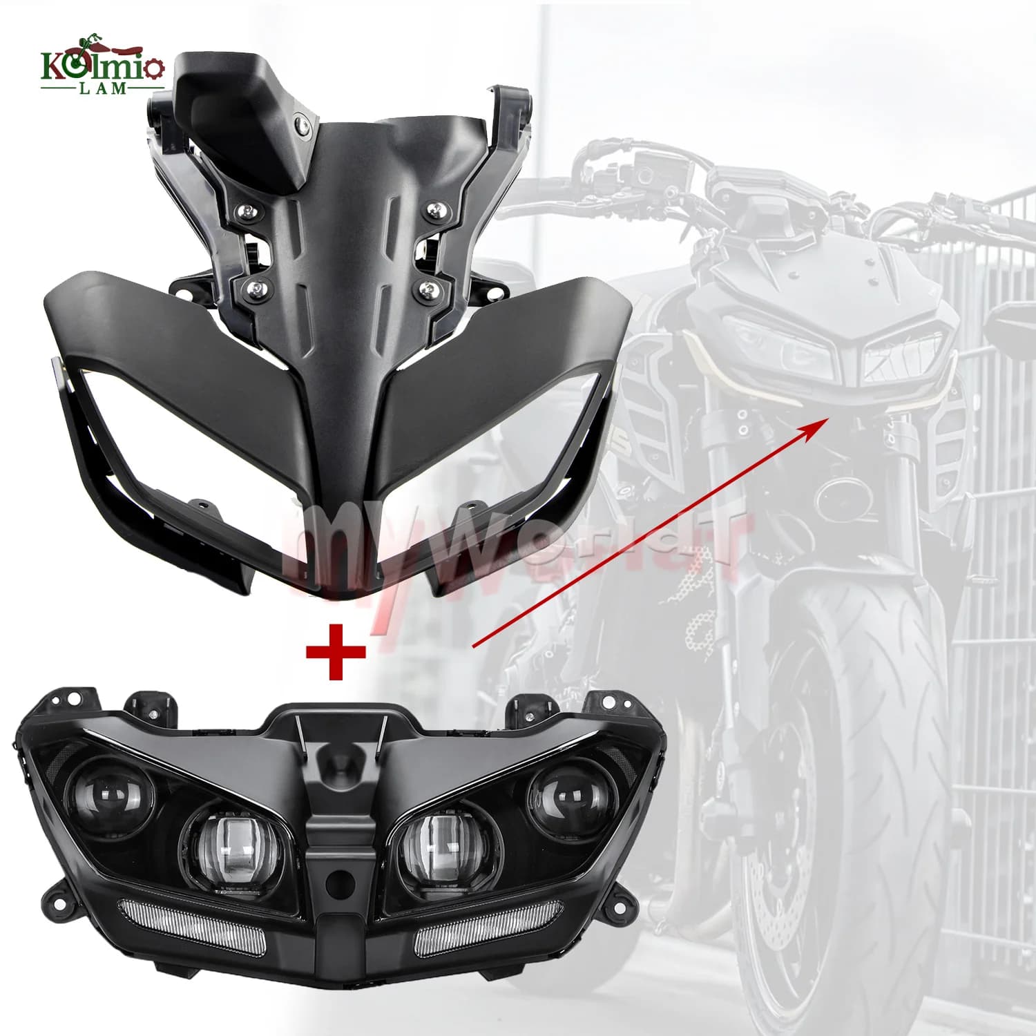 Misura per YAMAHA MT 09 2017 - 2020 carenatura faro moto plastica MT-09 MT09 FZ09 2018 2019 17 18 19 20