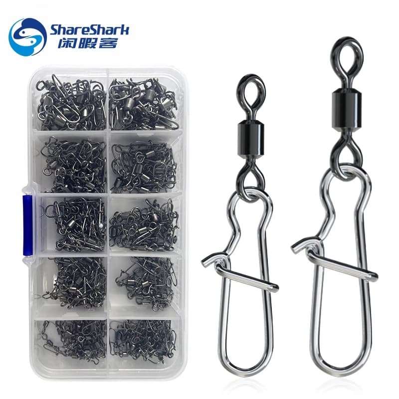 210 pcs/box Fishing Rolling Barrel Spins with Duo Lock Scratching Spins Connector Fishing Tools
