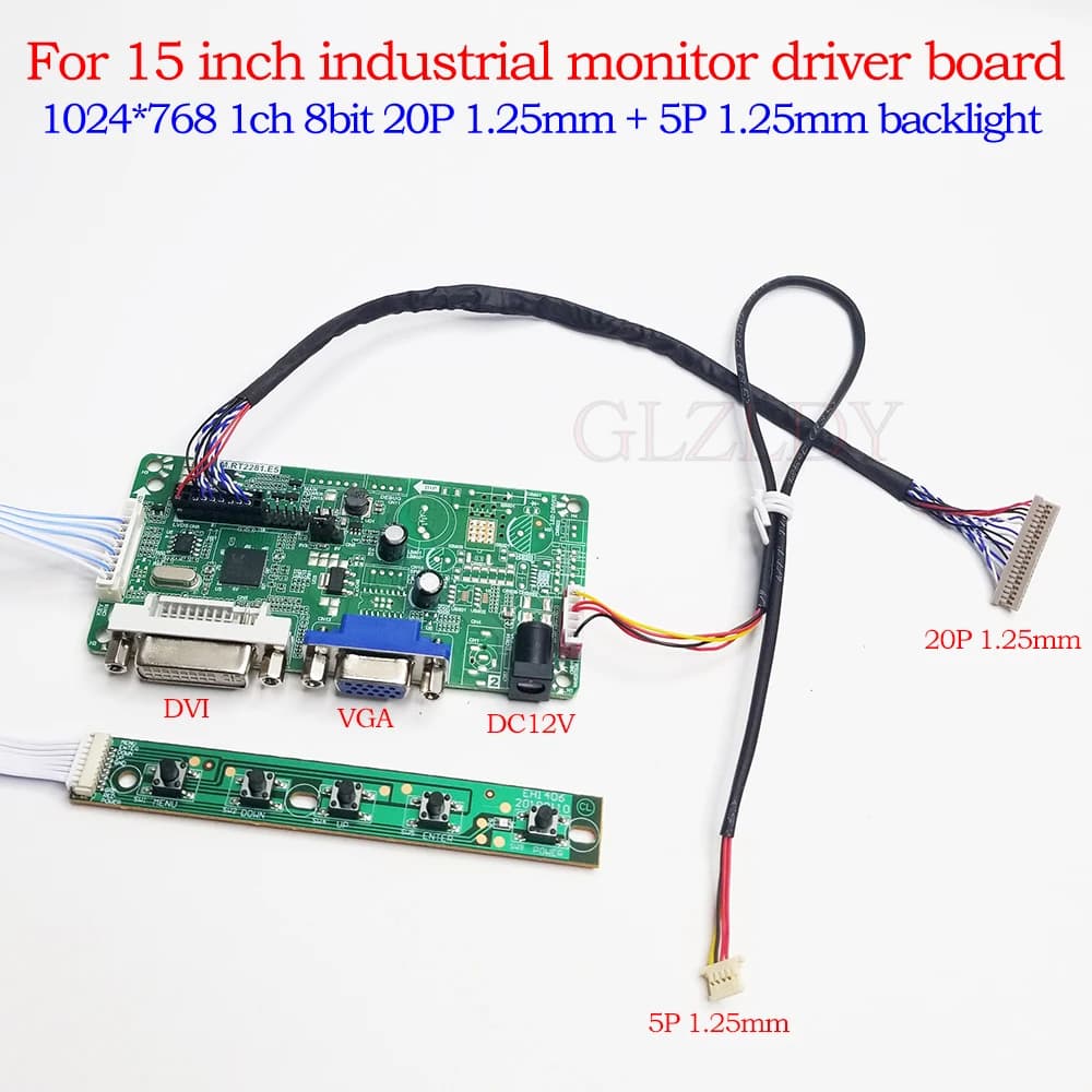 For 15 inches G150XNE-L01 L02 1024x768 1ch 8bit 20pin 1.25mm LVDS cable DVI HDMI VGA LCD Industrial display Driver card kit
