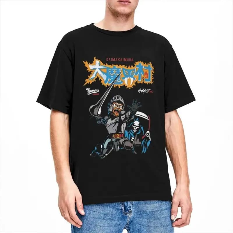 Ghouls N Ghosts Dai Makai Mura T-shirt Accessori in cotone vintage Crew