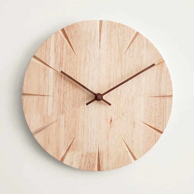 Simple Thicken Solid Wood Wall Clock Punch-free Wall Hanging Clock Home Living Room Wall Decorative Clock