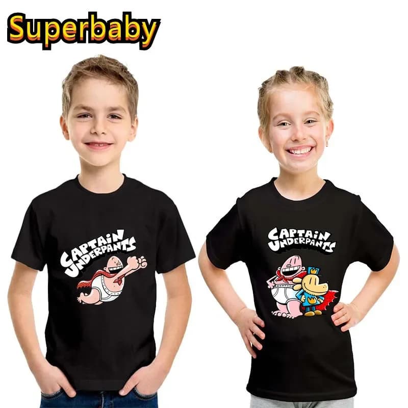 Vendita calda Cartoon Kids T-shirt Capitano Mutande Supereroe Grafica Divertente Neonati maschi Vestiti Estate Bambini T-shirt in cotone