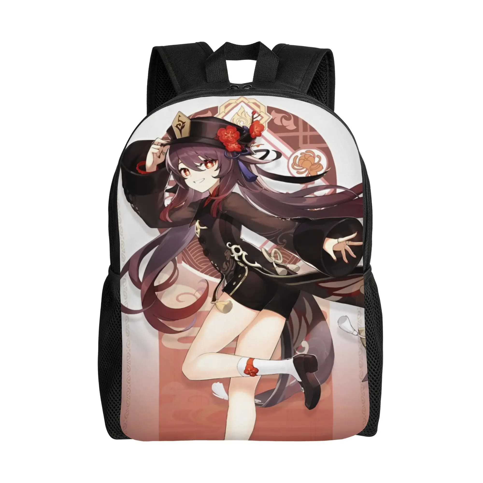 Zaino Genshin Impact Hu Tao per Uomo e Donna, Borsa da Viaggio per Escursioni e Scuola Superiore, Zaino in Tela per Laptop con Design Anime e Cartoni Animati, Regalo