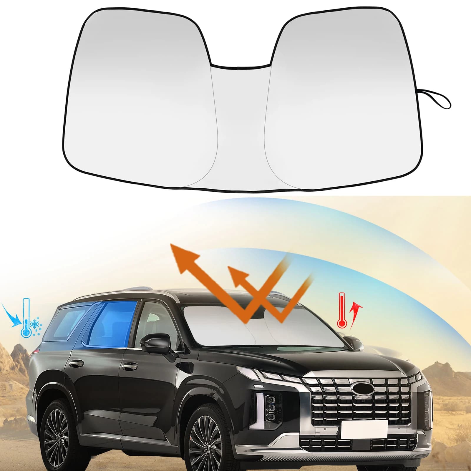 Auto Parabrezza Visiera Protezione Solare Finestra Parasole Blocchi Parasole Coche Raggi UV Protezione Driver Per Hyundai Palisade 2020-2025