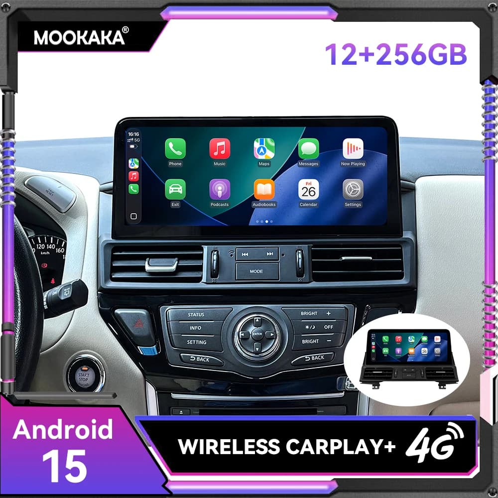 12.3Inch 4K Screen Android 15.0 12G-256GB Car Stereo For Nissan Pathfinder 2013-2020 Radio GPS Navigation Head Unit DSP Player