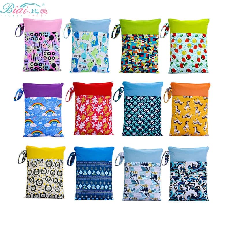 BIAI Beautiful Children's Polyester Pattern Waterproof Swimwear Bag Double Pocket Baby Diaper Mini Bag Dry Bag Diaper Bag 25*35