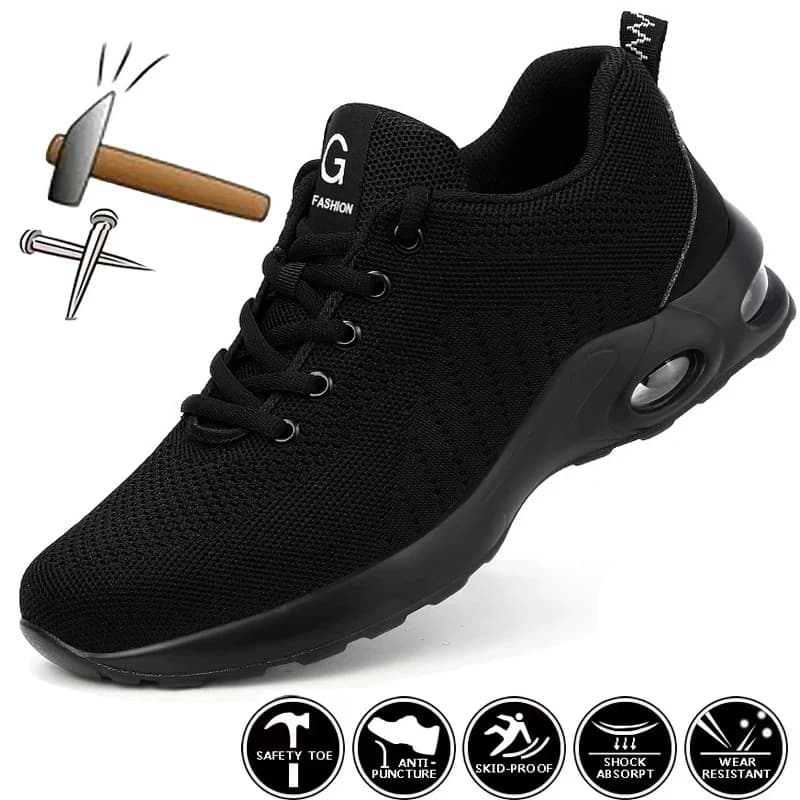 Scarpe antinfortunistiche da lavoro estive con cuscino d'aria per uomo Scarpe da ginnastica da lavoro traspiranti Scarpe con punta in acciaio Scarpe protettive di sicurezza antiforatura