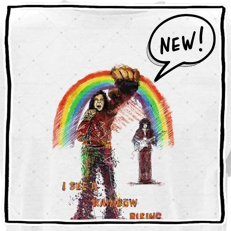 T-shirt con cappuccio da uomo 2026 Rainbow Rising – Dio e Blackmore Rock The Singers, stile fumetto disegnato a mano, unisex, taglie S-6XL, taglie forti, per amici
