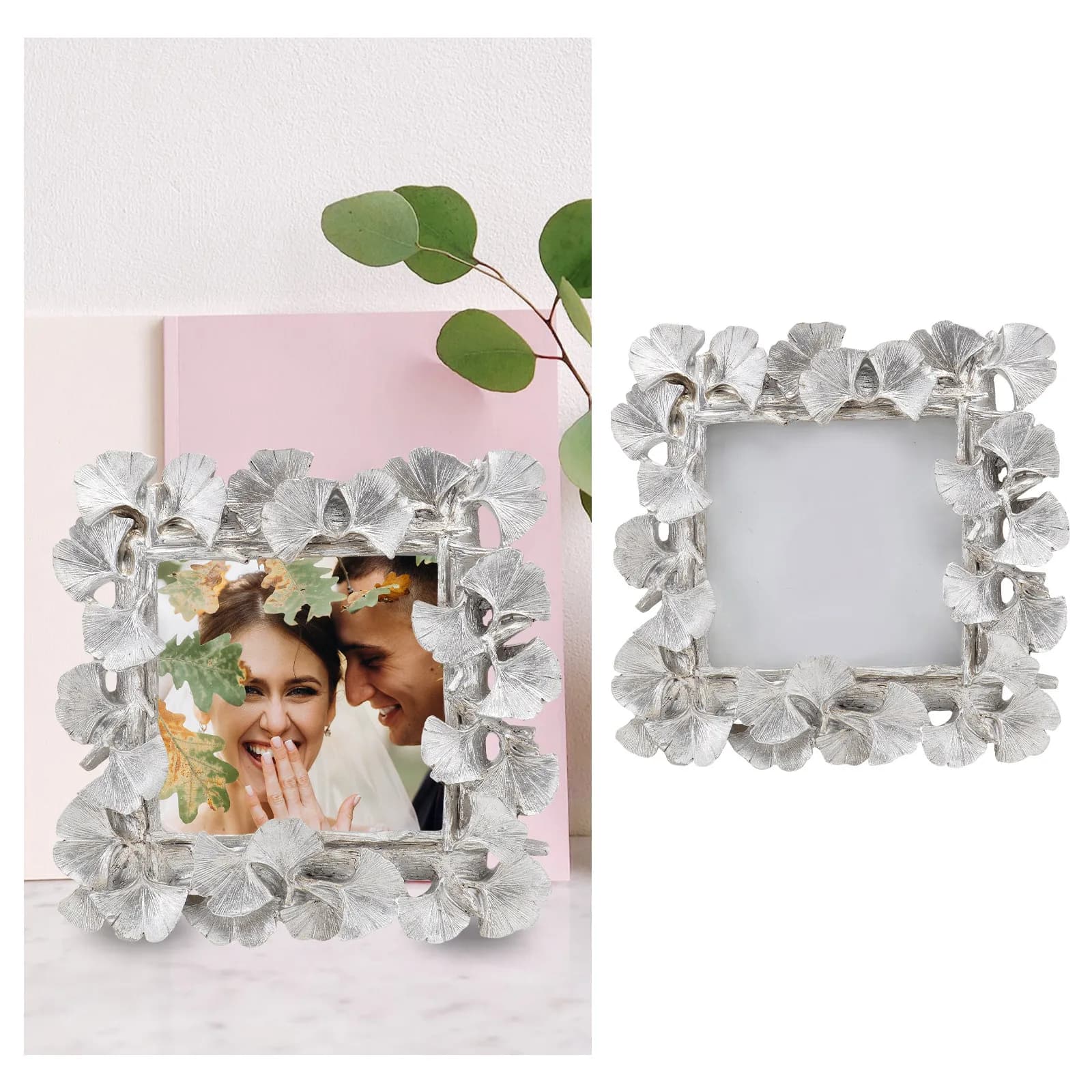 Cornice Portafoto in Resina Argento da 4 Pollici, Design Europeo, Supporto da Tavolo con Base Stabile per Foto Preziose, Decorazione Casa