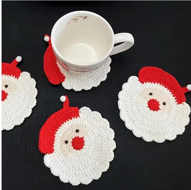 Handmade knitted coasters for tea cups, desk water cup insulation pads, wool knitting needles, finished Christmas gifts