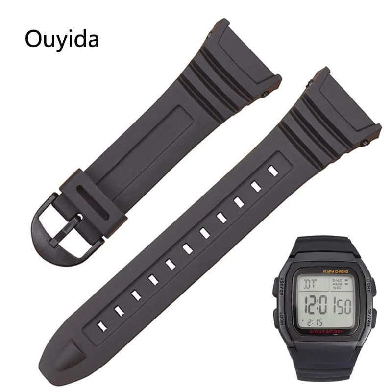 Cinturini in Silicone per Casio 3239 W-96H-1A 2A 9A orologio elettronico cinturino dedicato Sport cinturino in gomma impermeabile da uomo nero
