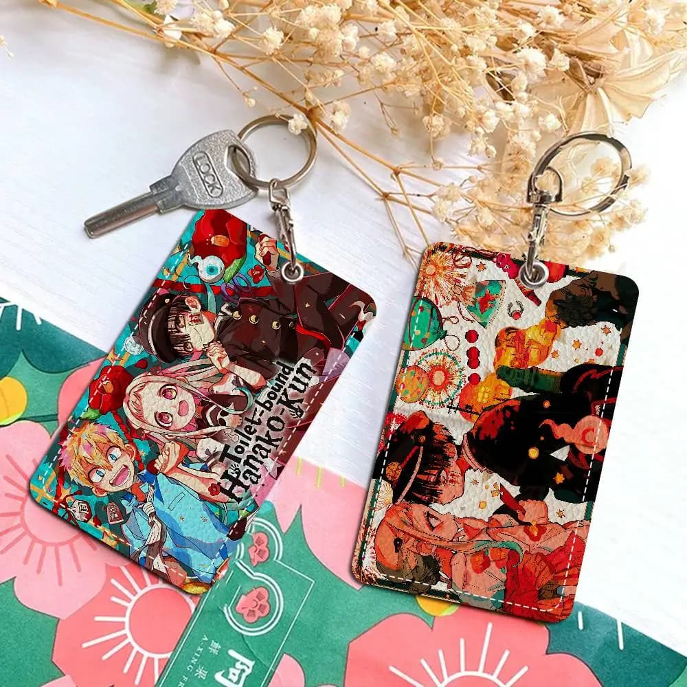 Porta Badge Rettangolare Anime Toilet Bound Hanako Kun, Portachiavi, Porta Tessera d'Accesso, Anello Portachiavi in Pelle