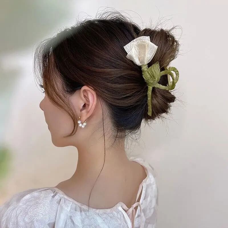 Hair claws with shark clip flower tulip for woman Elegant horsetail for hair Granchi Barrettes Fashion hair accessories for girls