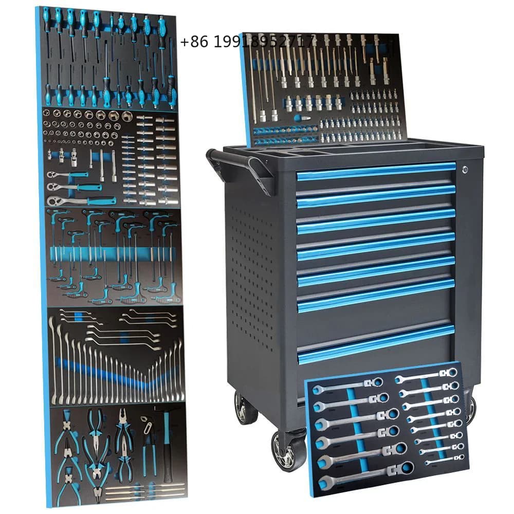 287PCS Premium CR-V Tool Set Modular Design with Tool Chest Cabinet & Box for Garage Workshop Use