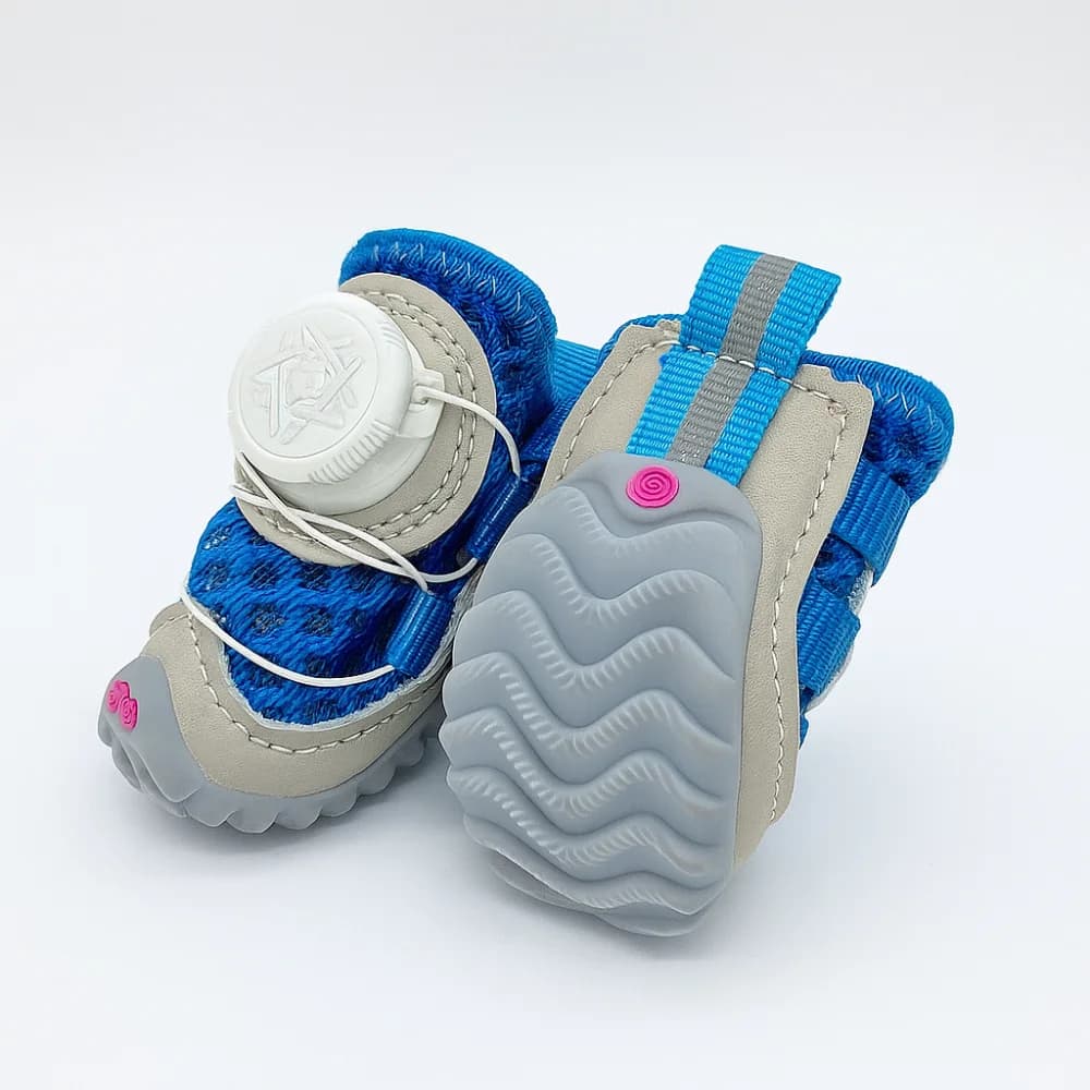 Set di 4 Scarpe Traspiranti per Cani, Calzature Riflettenti Regolabili con Suola Morbida Antiscivolo, Sneakers per Cani per la Stagione Estiva
