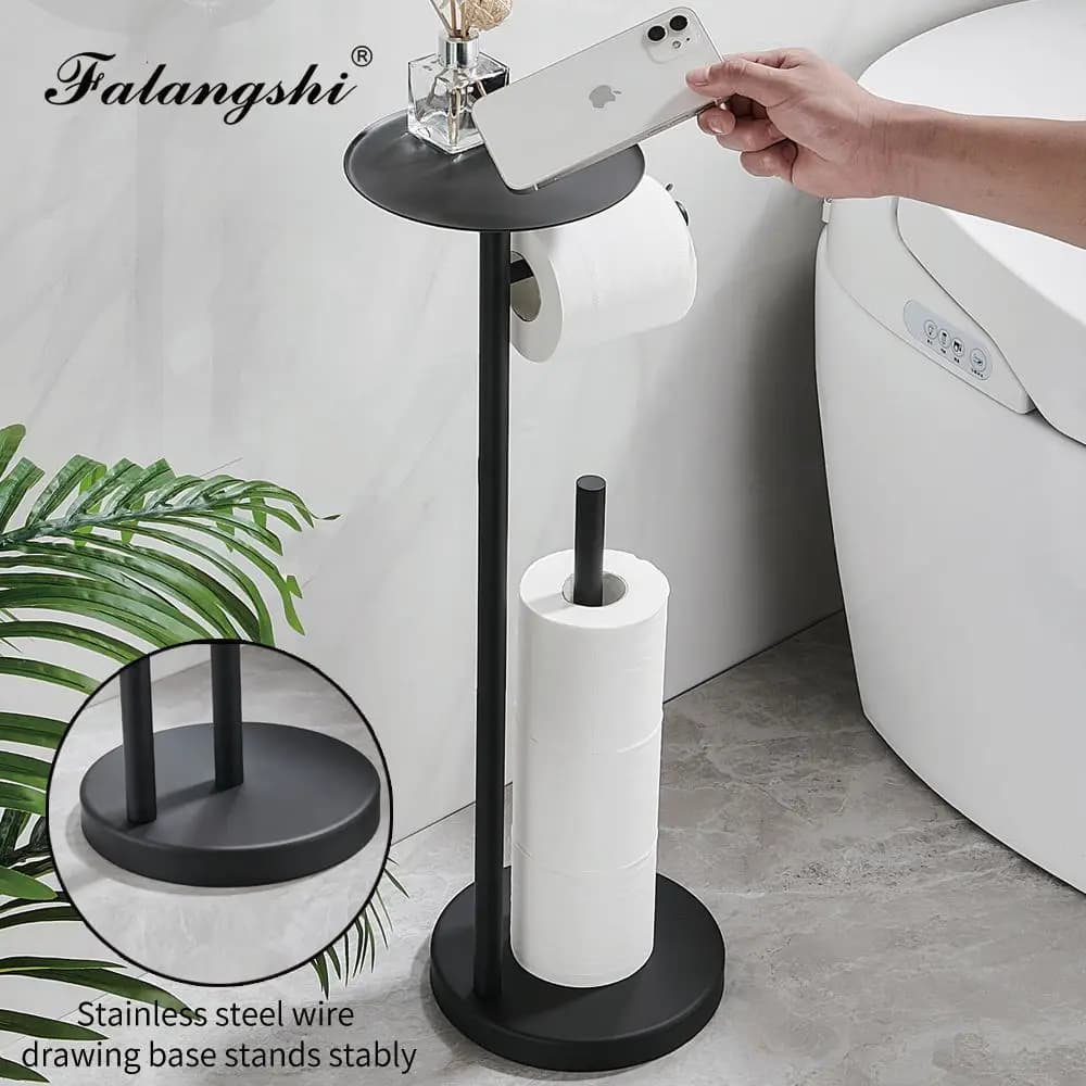 Dispenser di carta igienica in acciaio inossidabile con supporto per carta igienica da terra con ripiano organizzazione bagno WB8236