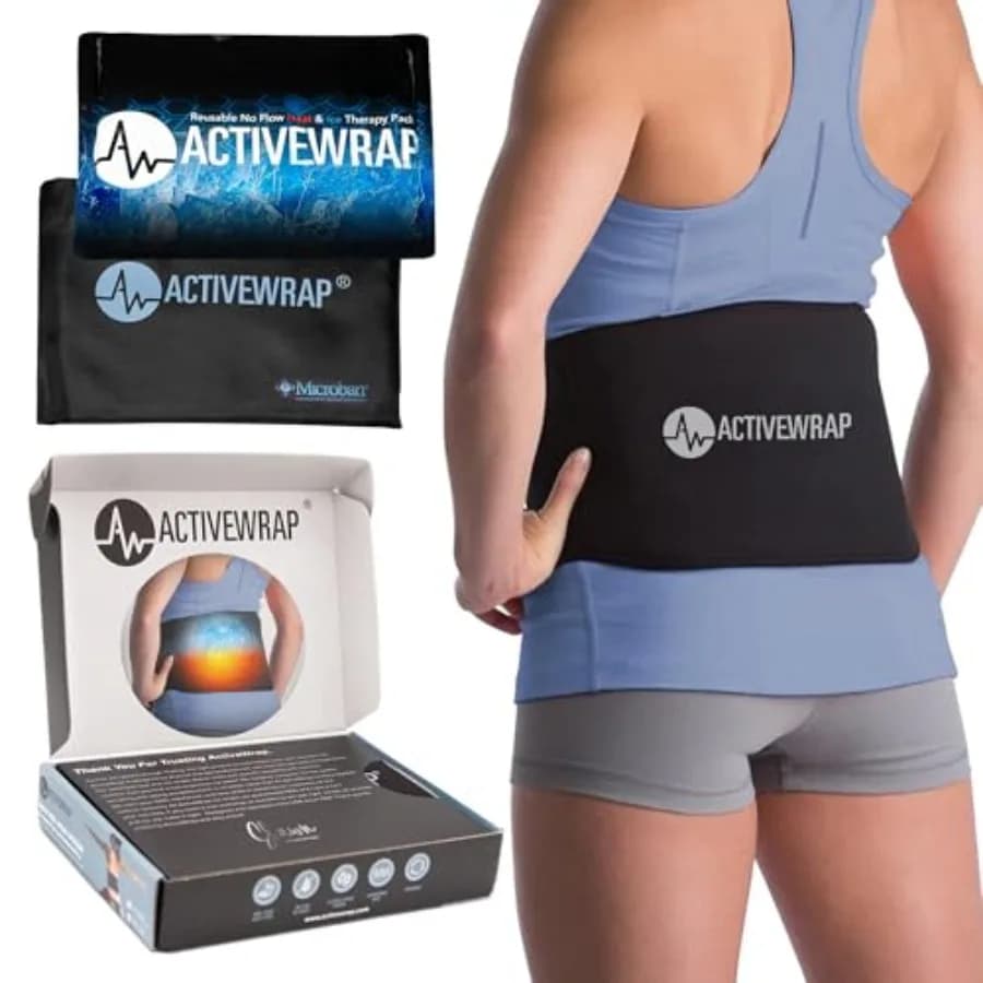 ActiveWrap Lower Back Ice Pack Wrap, Hot and Cold Therapy with Reusable UltraFlex Gel Pads Heat Wrap and Wearable Ice Pack for