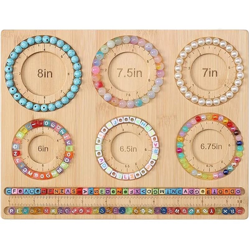 Bamboo Beading Board Imperial Measurements Marked Bracelet Sizer Jewelry Design Mat for Jewelry Bracelet Making DIY Craft