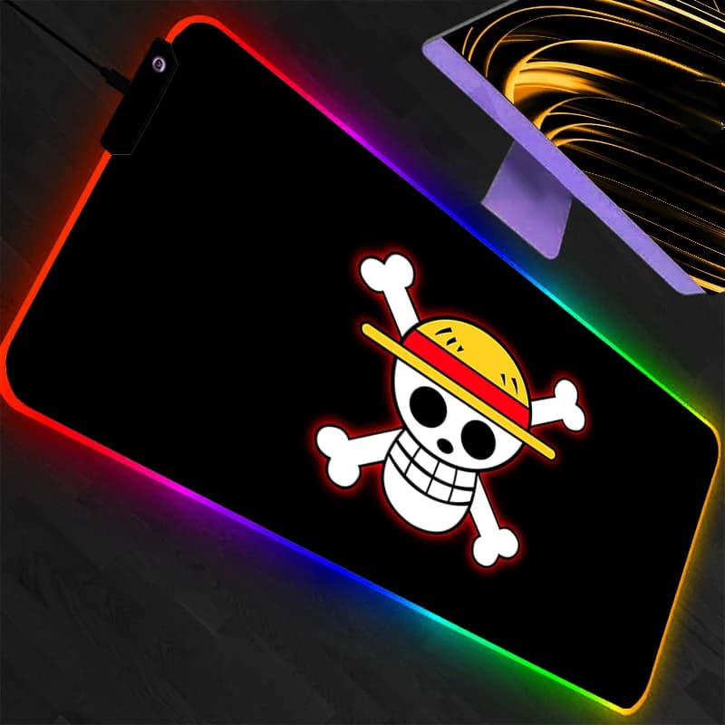 Tappetino Mouse One Piece RGB Retroilluminato per Gamer Tappetino XXL per Tastiera Grande Mousepad LED Tappetino da Scrivania per Gaming Animazione