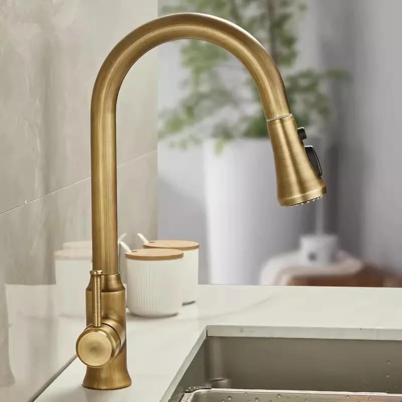 Tuqiu rubinetto da cucina estraibile antico rubinetto per lavello in ottone miscelatore rubinetto rotazione di 360 gradi torneira cozinha miscelatore rubinetti rubinetto da cucina