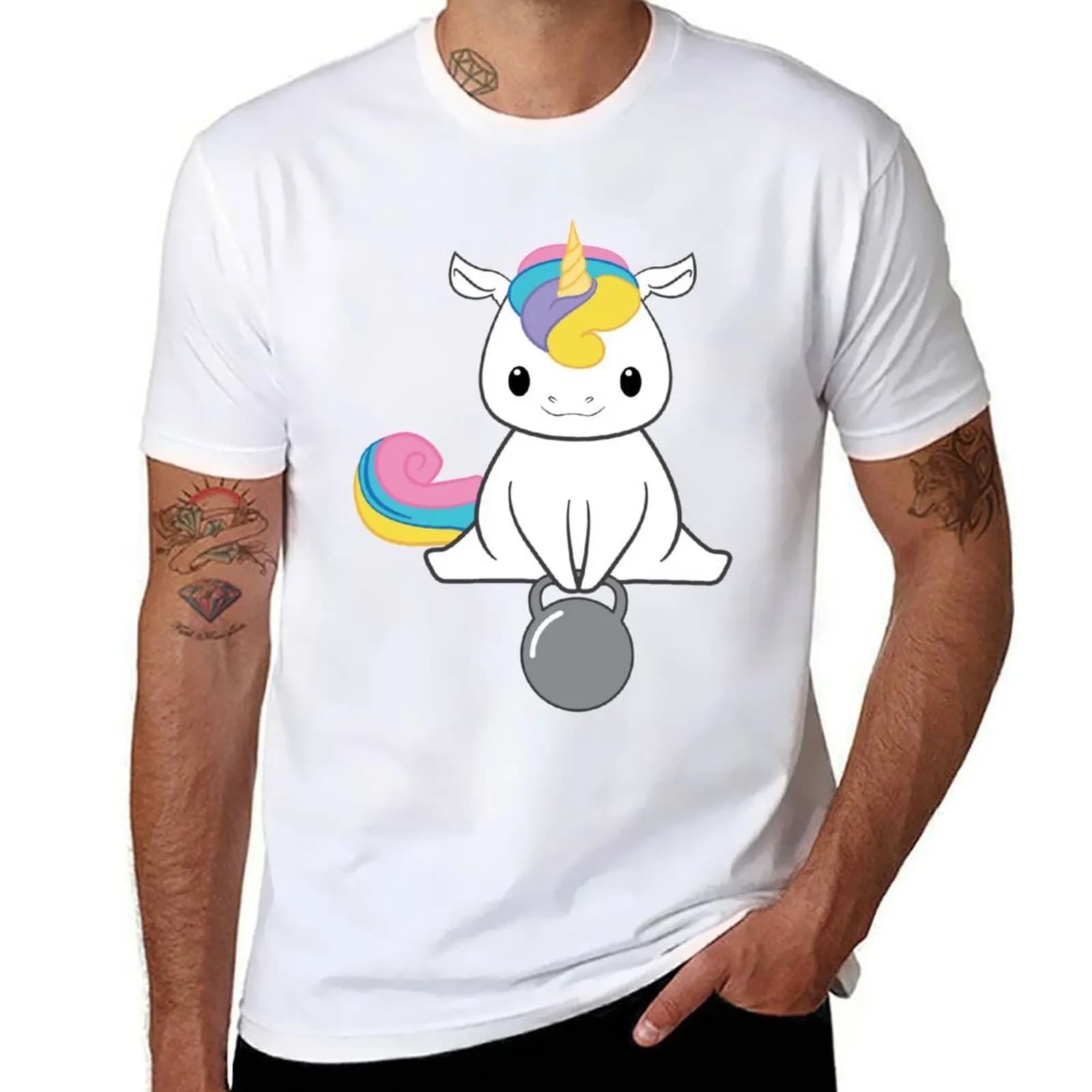Fitness Lover Kettlebell Unicorn T-shirts funny humor dark t-shirts men's t-shirts casual t-shirt