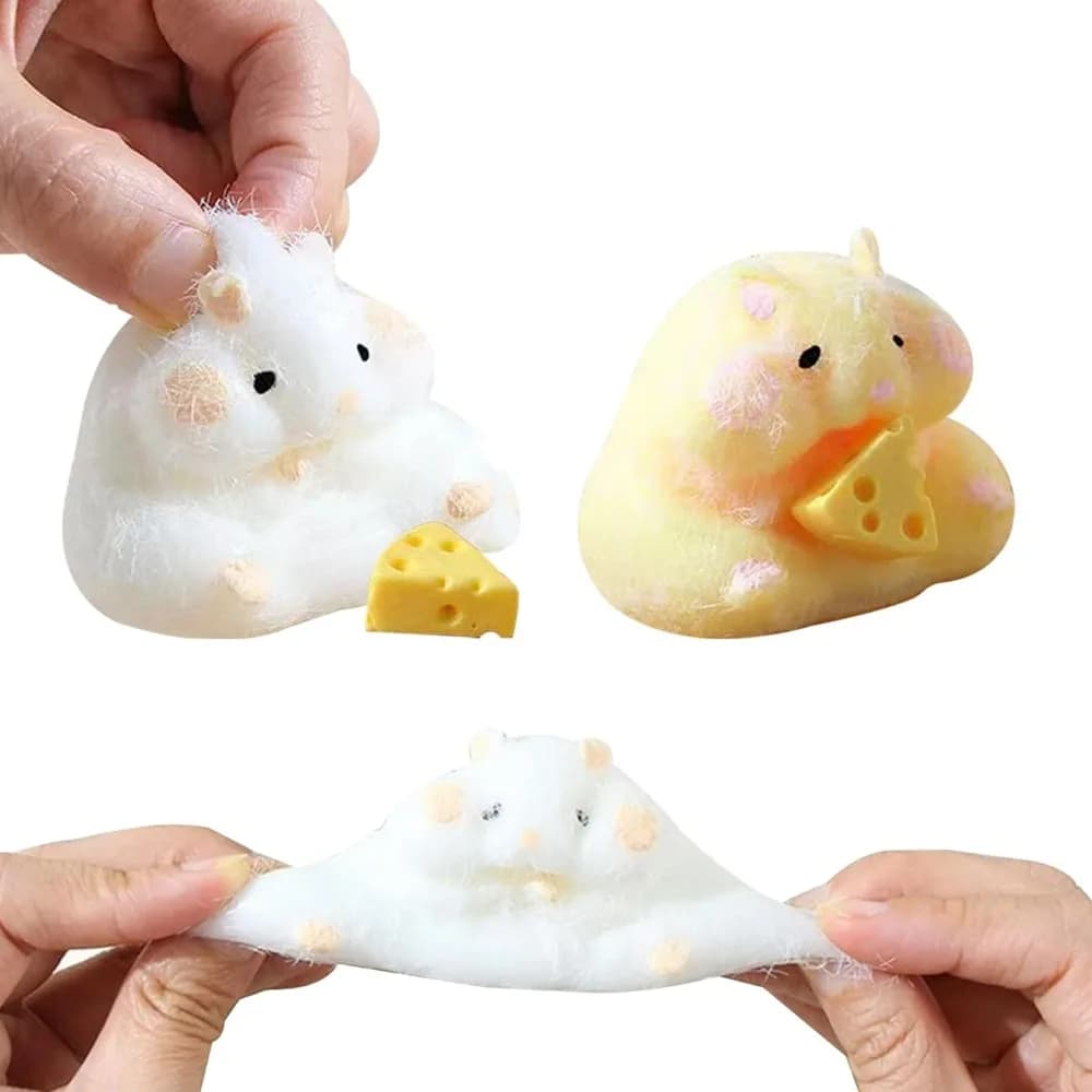 Squishy Criceto Giocattolo con Formaggio Carino Desktop Decor Divertente Antistress Decompressione Agitarsi Giocattoli per Adolescenti Regali per Bambini